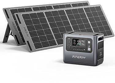 AFERIY Generateur Electrique Portable 1200W avec Panneau Solaire 200W x2, 960Wh Batteries LiFePO4, Sorties AC 220V-240V, Panneau Solaire Pliable avec Ports USB, IP65, pour Camping/Maison/Domicile