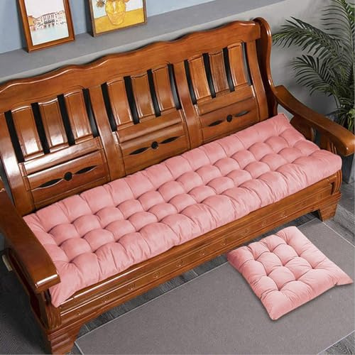 Rr tianshi Dickes Baumwoll-Bankkissen, 2-/3-Sitzer, Baumwoll-Sofa-Bank, Sitzkissen, langes Sitzkissen für Zuhause/Garten/Terrasse/Schaukel/Innenbereich (50 x 40 cm, Rosa)