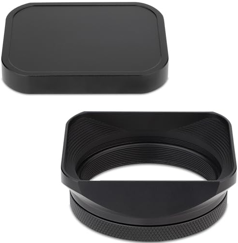Haoge Metal Square Lens Hood for Fujifilm X100VI with 49mm UV Filter Adapter Ring & Metal Cap Kit Camera Accessories Black