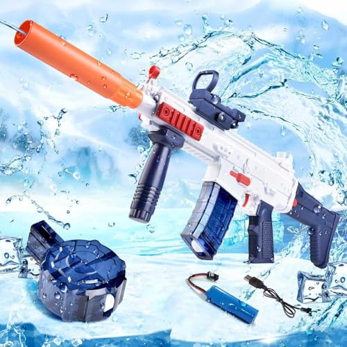 Elektrische Wasserpistole für Kinder und Erwachsene, Super Langstrecke EIN-klick-Automatische Wasserpistole, Große Kapazität Super Lange Standby, Geeignet Sommer Pool Party Strand im Freien (Blau)