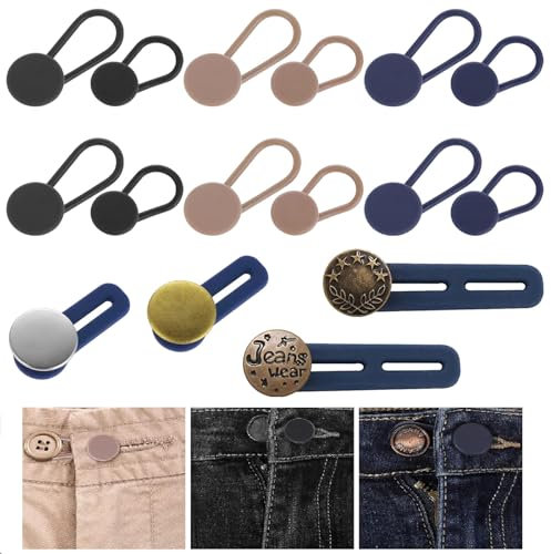 Roinaid Hosenknopf verlängerung, verlängerte Hosen, Hosenbunderweiterung,Jeans,knopf, verlängert passend für herren damen jeans knopfverlängerung, kein nähen erforderlich, 0,6/1,2 Zoll, 2 Größen