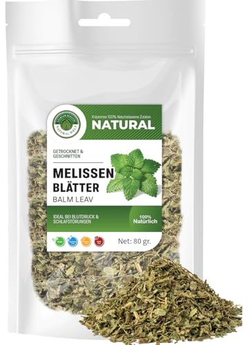 Natural Welt Melissentee 80 g I 100% Melissenblätter getrocknet und geschnitten lose Zitronenmelisse Tee | Geschenke für Frauen I ohne Zusatzstoffe