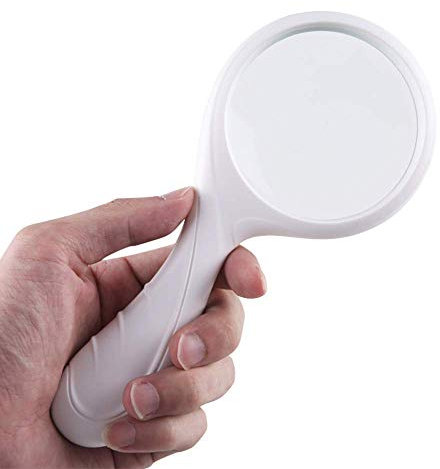 Lupe, Vergrößerungsglas 10X Handlupe mit optischer HD-Linse für ältere Menschen, Jugendliche, Bücher lesen, Uhrenreparaturerkennung, Weißer Vollmond Stabilize