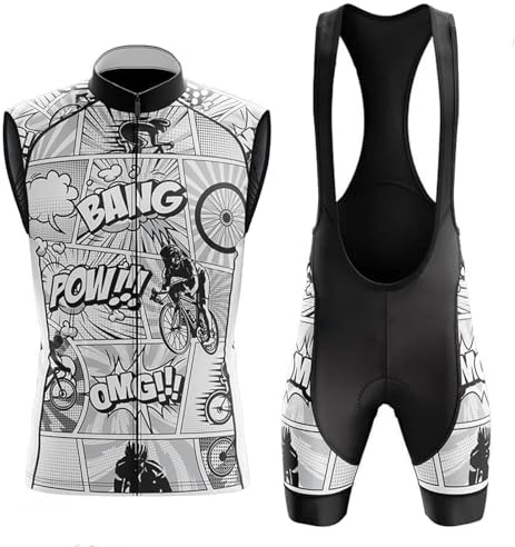 Ropa Ciclismo Hombre Verano Maillot Bici MTB Sin Mangas Conjunto Ciclista | Chaleco Ciclo y Culotte Tirantes Carretera con 19D Gel Acolchado,Completa Traje Bicicleta Transpirable Secado Rápido