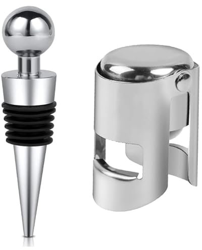 Sektverschluss, 1 Stück Sektflaschenverschluss und 1 Stück Weinflaschenverschluss, Flaschenverschluss, Sektverschluss Flaschenverschluss für Wein Champagner Prosecco Bier Spirituosen Sammlung