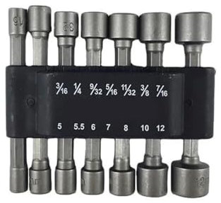 QNGMKBKTDZ 9/14pcs Power Nuts Driver Drill Bit Tools Set And Metric Socket Wrench Screw 3/16~7/16,5~12mm Driver Hex Keys Wrench Set(14Pcs)