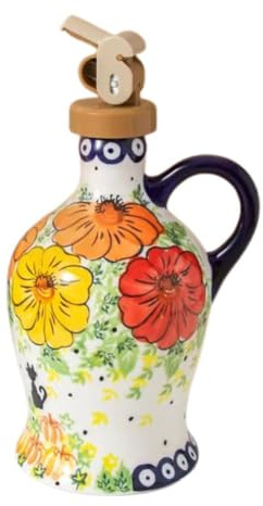 Fgbetcv Ceramic Olive Oil Dispenser Bottle,2025 New Hand Painted Olive Oil Bottles,Decorative Italian Ceramic Olive Oil Dispenser for Kitchen with Stainless Steel Spout for Oils, Sauces