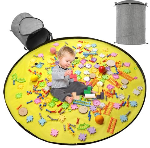 Ainiv Aufräumsack Kinder, Organizer-Aufbewahrungsbehälter für Spielzeug, Spieldecke Aufbewahrungsbeutel Kinderzimmer, Spielzeug Aufbewahrungskorb Deckel, Aufbewahrung im Spielzimmer