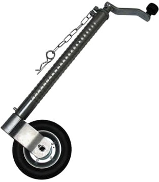 Heavy Duty Jockey Wheel Ribbed 48MM (Metal Rim Wind Up Handle Caravan Trailer)