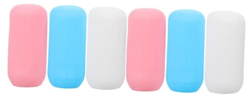 OFFIGAM 6pezzi Manicotti Silicone Per Bottiglie Viaggio Coperture Elastiche Impermeabili Per Shampoo e Lozione Adatti Per Contenitori Cosmetici e Per La Della Bianco Blu Rosa