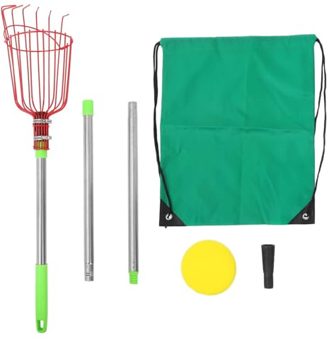 VILLCASE Obstpflücker Werkzeug Apfelpflücker Obstpflückkorb Kirschpflücker Eichelpflücker Heidelbeerrechenpflücker Nusspflücker Oben Nusssammler Apfelpflückbeutel Rostfreier Stahl Rot