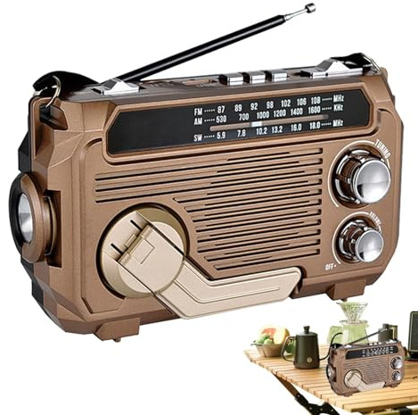 Radio De Emergencia Solar,Radio Portátil Am/FM/NOAA,Equipo De Audio con Conector De Auricular De Transistor De Banda, Alarma SOS Y Dinamo De Manivela,para Viajes Viajes Largos por