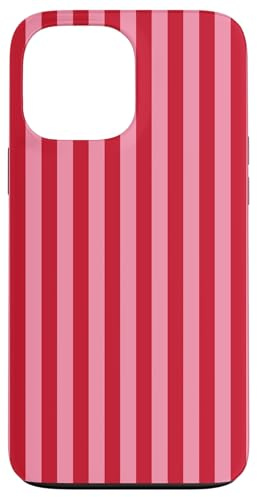 Niedliche rosa und rot gestreifte ästhetische vertikale Linien Hülle für iPhone 13 Pro Max
