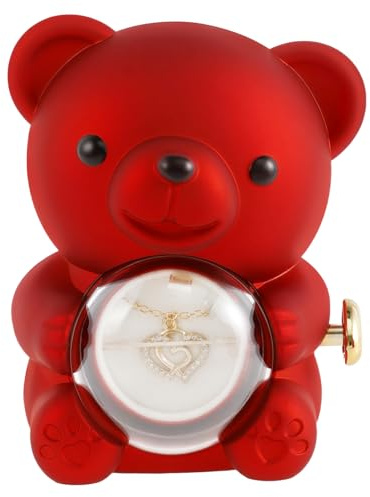 Evig ros Infinity Rose med halsband björnform födelsedagspresent för kvinnor ros kvinnor fruar flickvänner mödrar och mormödrar (kärlek)