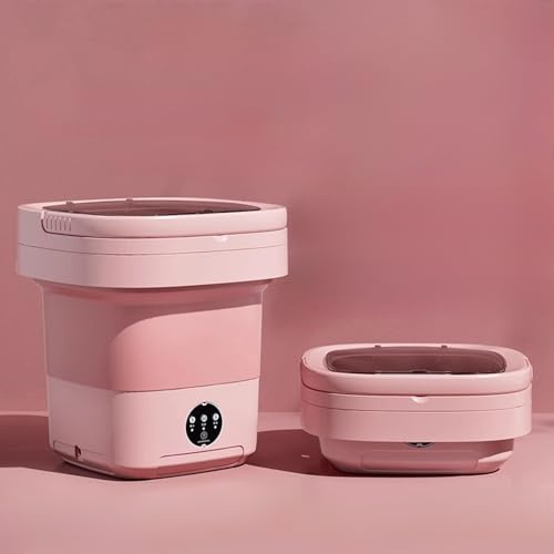 Lavatrice Portatile, Mini Lavatrice Pieghevole da 16.5 Litri Con Centrifuga, per Casa,Viaggio,Campeggio,Dormitorio, Bambini,Calzini,Biancheria Intima(Pink)