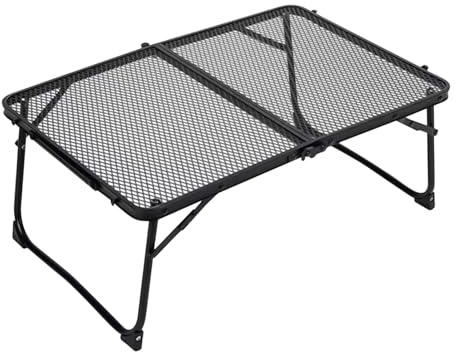 Genérico Table pliante pour camping, table de salle à manger avec plateau en maille - Bureau métallique portable 60 x 40 cm pour jardin, camping, plage, extérieur