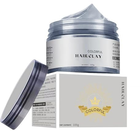 Cire De Couleur De Cheveux Instantanée,Silver Gray Hair Dye Cream,Temporary Hair Color Wax,Gris Rouge Violet Cire Colorante à Usage Unique Pour Cheveux,100g