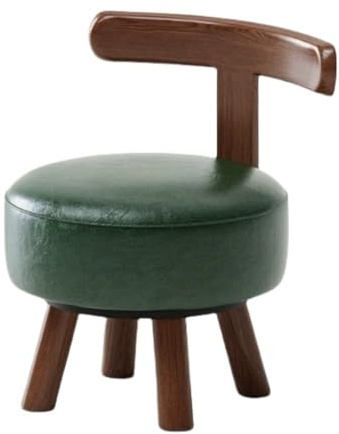QAZXDRFG Hocker mit Rückenlehne, drehbarer Ledersessel, bequemer Schminkhocker, runde gepolsterte Hocker, Moderne Fußstütze, Ottomane für Schlafzimmer, Wohnzimmer, Balkon, Frisiertisch (grün)