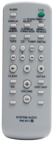 RM-SC1 Télécommande de Remplacement pour Sony Mini Hi-FI Component System CMT-GPX5 CMT-NE3 MHC-RG100 MHC-RG121 MHC-GX450 MHC-GX250