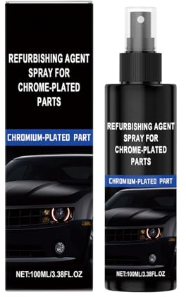 Woalopted Spray Agent Rénovation Chrome, Spray Agent Rénovant pour Pièces Chromées Véhicules, Liquide d'Entretien Auto 100ml pour Rénovation Clôture Poignée de Porte Garage