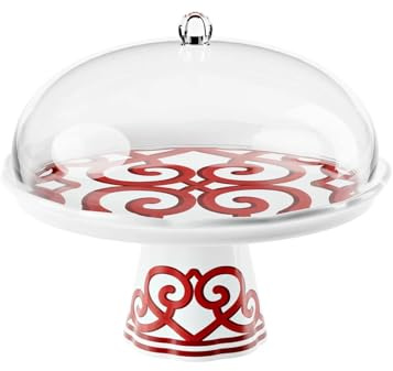 Alzata con Campana in Melamina con Base Staccabile Multiuso (Rosso brillante)