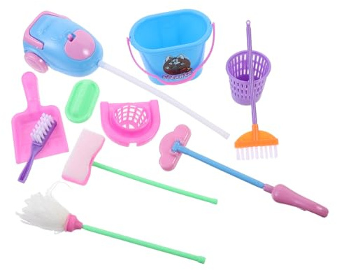 ibasenice Set Accessoires Miniatures pour Maison De Poupée Outils De Nettoyage Plastique Sécurisé pour Garçon Fille Kit De Ménage Décoratif pour Fille Couleur Aléatoire