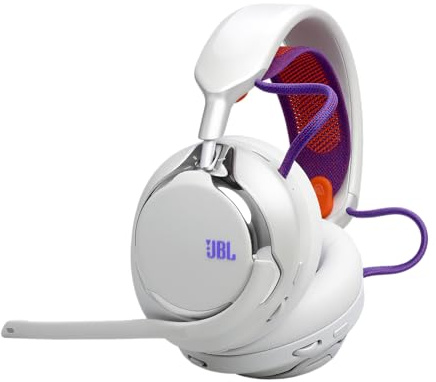JBL Quantum 950 Casque Gaming sans Fil Bluetooth, Blanc | Multiplateforme avec Son Spatial JBL Quantums, Micro Anti-Bruit, Câble USB-C, 50H d'Autonomie, Pièces Remplaçables
