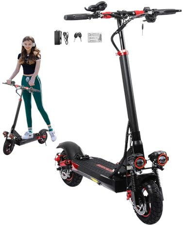 E-Scooter mit Straßenzulassung für Erwachsene – 40-55 km Reichweite, max. 20 km/h, 10 Zoll Offroad-Reifen, höhenverstellbarer Lenker, Doppelscheibenbremsen, ideal für Pendler & Geburtstagsgeschenke
