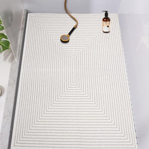 Duschmatte rutschfest, Duschmatte PVC-Luffa, Weich Duscheinlage mit Ablauflöchern und Saugnäpfen, Schnell Trocknend Antirutschmatte Dusche für Dusche und Badewanne (60 X 120 cm)