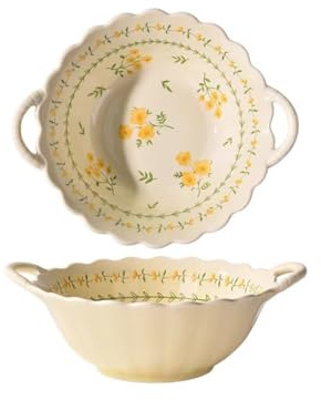 Nff Tazón De Sopa Con Asa, Tazón De Sopa Grande Impreso De Cerámica De 1100 Ml, Tazón For Servir Adecuado For Sopas, Guisos Y Platos De Pasta