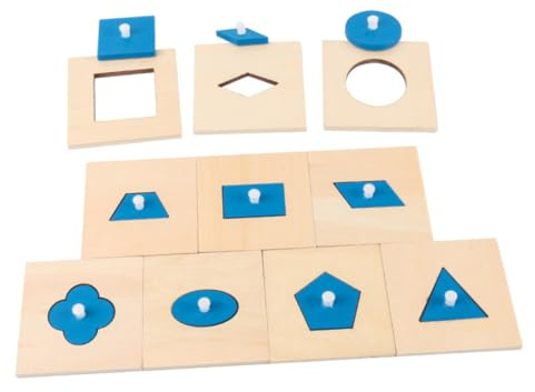 ifundom Bloques de Construcción de Madera 10 Piezas para Educación Temprana, Juguetes Cognitivos Sensoriales Formas Geométricas, Juego Educativo para Bebés y Pequeños