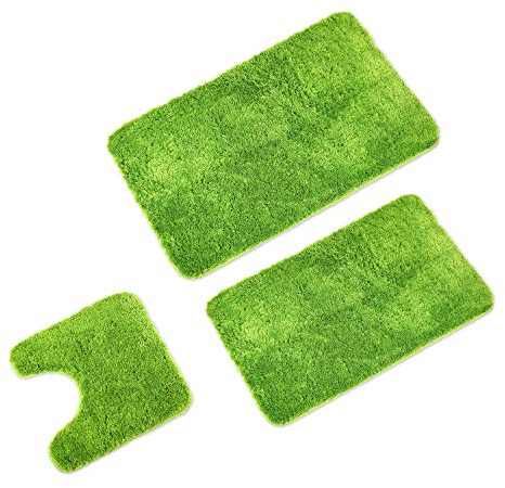 WohnDirect Badezimmerteppich Set 3-teilig, rutschfest & waschbar, Grün