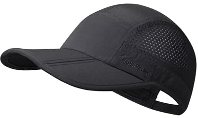GADIEMKENSD Folding Running Man Hat,Visors Sport cap Summer Mesh Quick-Drying Hat Women Baseball cap Hiking Breathable Waterproof Trucker Hat with 3.54in Brim 19-24in Adjustable Unisex Hat 63g Black