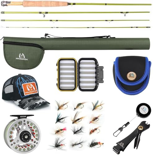 Maxcatch Ultra-Lite Fly Rod for Stream River Panfish/Trout Fishing 1/2/3 Weight and Combo Set Available (Ultra-lite Rod Combo, 7'0'' 3wt 4pcs)