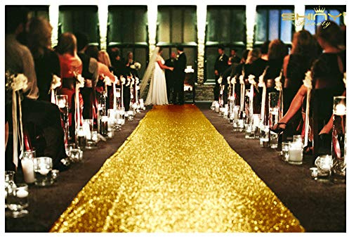 Gold Hochzeit Läufer Pailletten für Great Gatsby Party Dekorationen - Glitter Gang für Outdoor Stranddekoration (2FTx15FT)