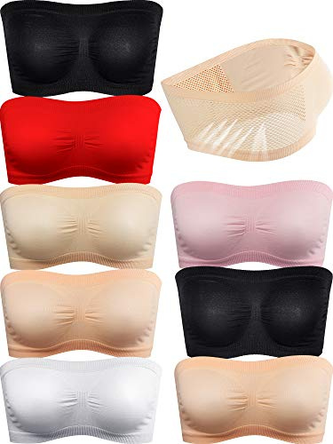 8 Pièces Tube Top Respirant sans Couture Soutien-Gorge Bandeau sans Bretelles Soutiens-Gorge Confortables pour Femmes