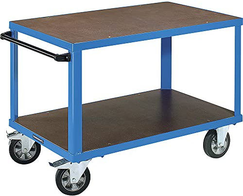 eurokraft | Montagewagen | Tragfähigkeit 1000 kg | 2 Ladeflächen aus Siebdruckplatten | Ladefläche 1050 x 700 mm | Gestell lichtblau
