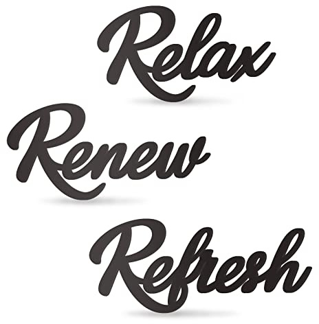 KOYILTD 3 Pieces Bathroom Decor Black Bathroom Wall Art Relax Renew Refresh