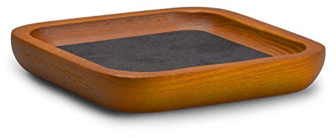 Oirlv Massivholz Schmucktabletts,Kleine Schmuckablage für Ring,Ohrringe,Armbänder,Halskettenhalter,Organizer(Klein,Dunkelgrau)