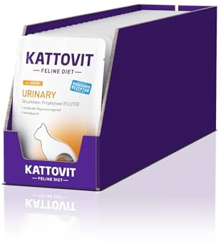 Kattovit - Cibo umido urinario per gatti | cibo umido per gatti come alimento completo in sacchetto fresco, cibo dietetico per gatti adulti con malattie del tratto urinario | 24 x 85 g di pollo