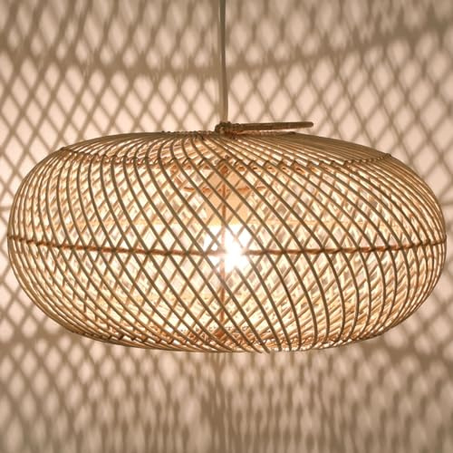 Casa Moro Rattan-Lampe ESRA S Ø 40cm aus Natur Rattan & Eisen handgefertigte Pendelleuchte Boho Chic Hängelampe in Natur Beige LP002-S
