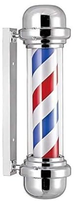 SPUZZO Lámpara LED for poste de barbero - Letrero de barbería giratorio e iluminado con rayas azules, rojas y blancas - Equipo de salón