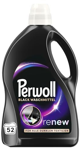 Perwoll Renew Black Waschmittel (52 Waschladungen), Feinwaschmittel reinigt sanft und erneuert dunkle Farben und Fasern, für alle dunklen Textilien, mit Dreifach-Renew-Technologie