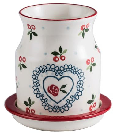 Dxcaicc Soporte de cerámica para Utensilios de Cocina, Recipiente de Cubiertos Pintado a Mano para Cocina, Estante de Drenaje de Almacenamiento de Gran Capacidad, decoración de Cocina de Granja