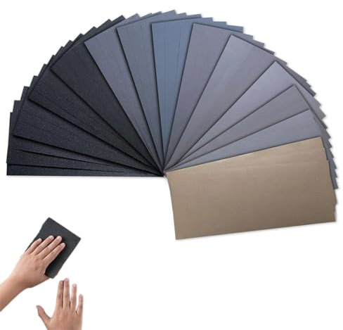 LAWALEISHE 42pcs Sandpaper,Professional Wet and Dry Sandpaper,120 to 3000 Grit Sanding Paper for Wood Walls,Metal,Car,Plastic, Glass