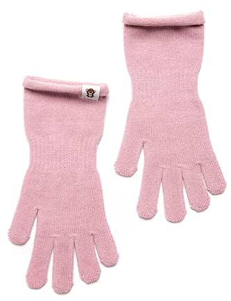 KNITAS Långa handledshandskar stickade av bomull för barn I enskikts fingerhandskar för pojkar och flickor 2–8 år I bekväma mjuka handskar i färgen beige och rosa – storlek 4–7, ROSA, Größe 5-6 (für