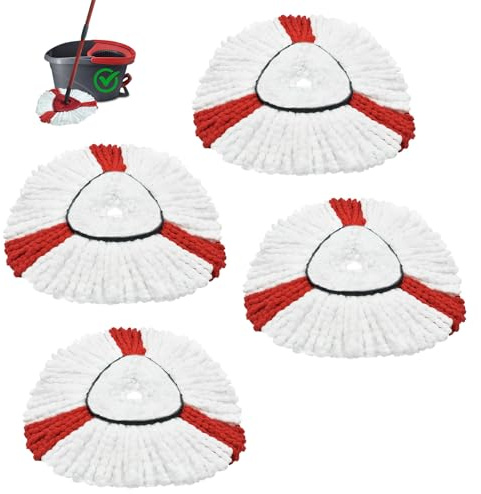 Serpillères de Rechange Microfibre, Balais Serpillères Réutilisables pour Vileda Turbo 2 en 1 EasyWring&Clean Spin Mop Têtes de Balai Serpillères Chiffons Rechange Lavables