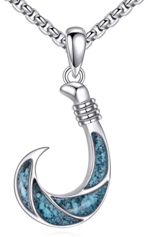 CUPENDA Lebensblume/Schmetterlings/Libellen/Phönix/Kolibri/Gecko/Angelhaken/Wolf/Hundeknochen/Messianisches Siegel Mesusa/Palmen 925 Sterlingsilber Türkis Anhänger Halskette Schmuck für Damen Herren
