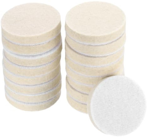 sourcing map 2-Inch Wool Felt Polishing Pad, Buffing Wheels Polish Pad, Flocking Hook & Loop Back for Random Orbital Sander 17Pcs