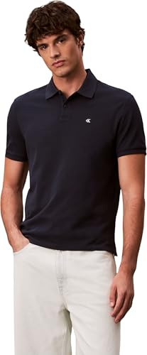 Calvin Klein Polo de Manga Corta Hombre Monogram Pique de algodón, Azul (Dark Sapphire), L